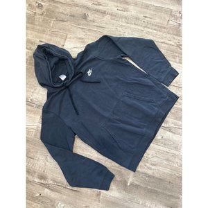 Nike Womens Pullover Hoodie Sweater Size L Navy Black Embroidered Logo Pocket